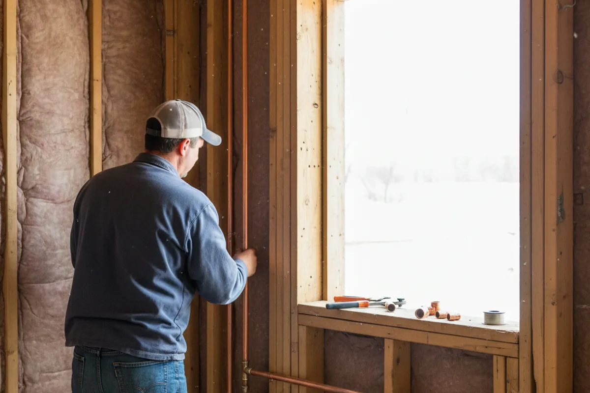 Licensed plumber running new copper supply lines in a Whitefish home