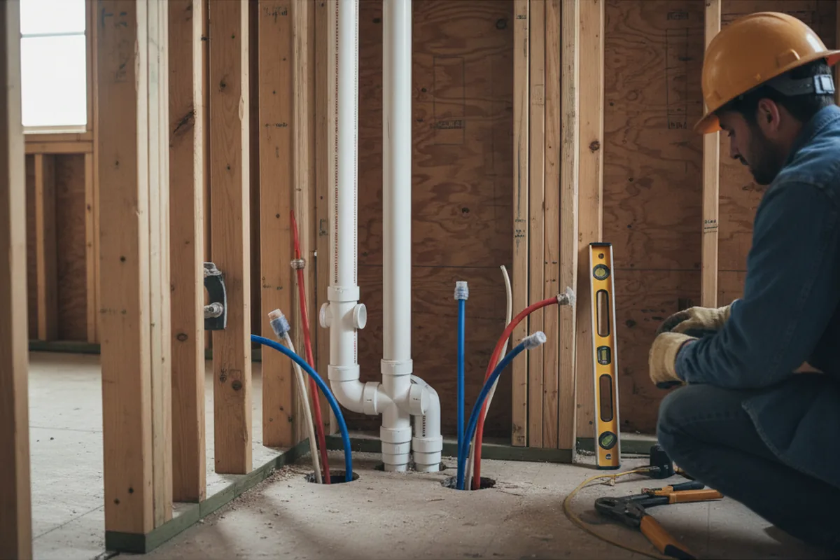 Drain and supply rough-in during Leak Detection in Whitefish
